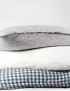 Linge Particulier - Housse de coussin en lin lavé rayé Noir & Blanc
