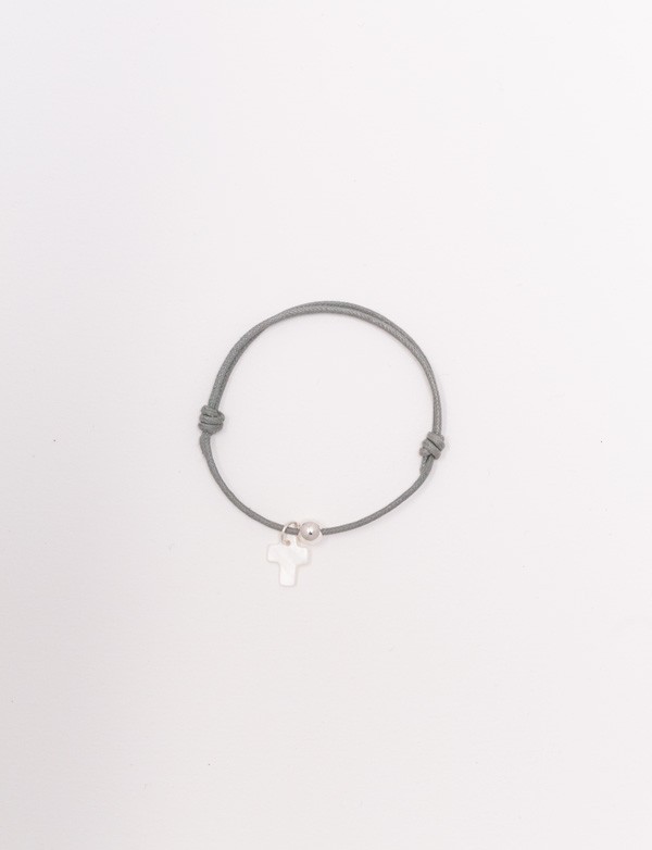 Bracelet cordon avec une étoile en nacre blanche